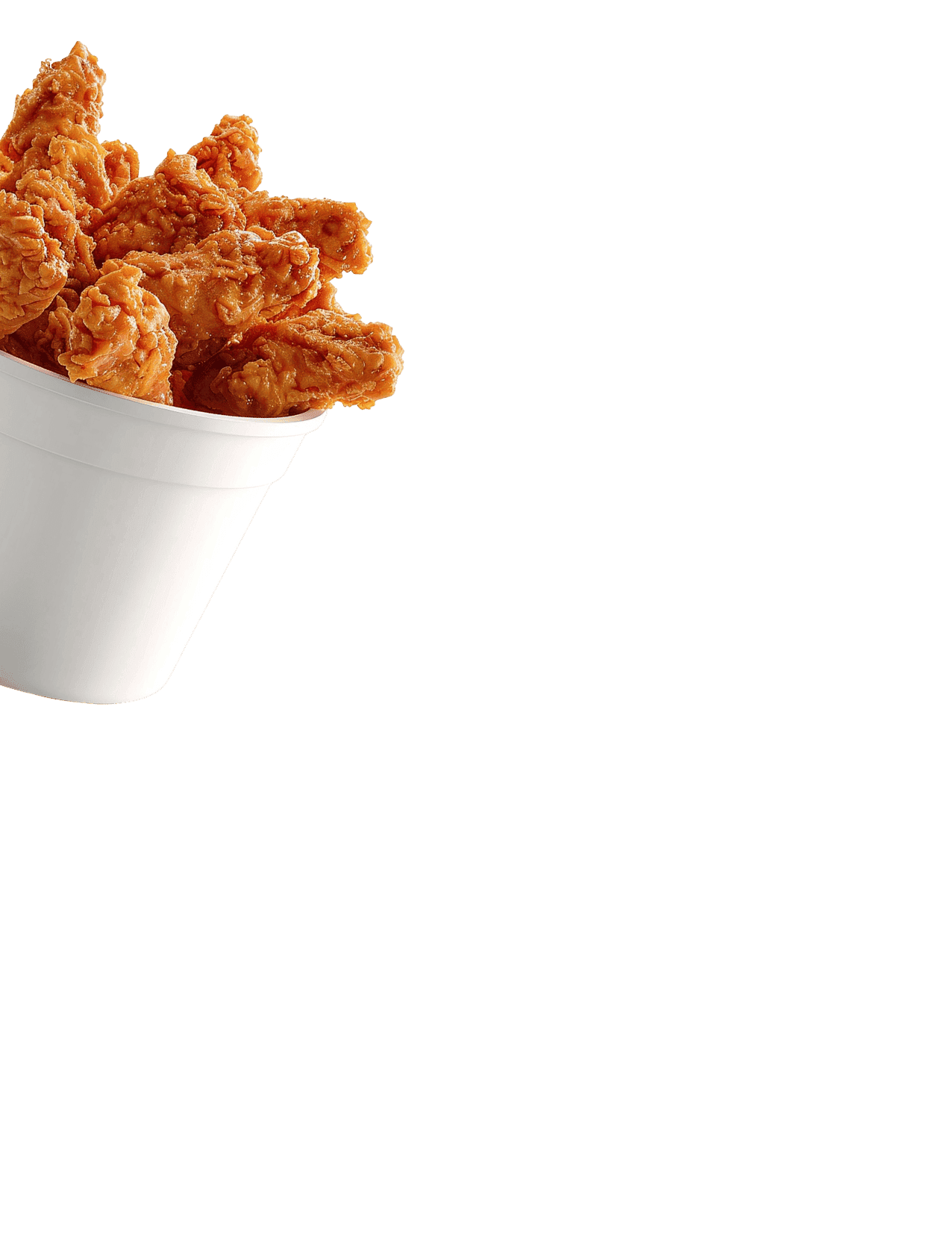 Frites de poulet croustillantes dans un gobelet blanc, parfaites pour une dégustation rapide et savoureuse.